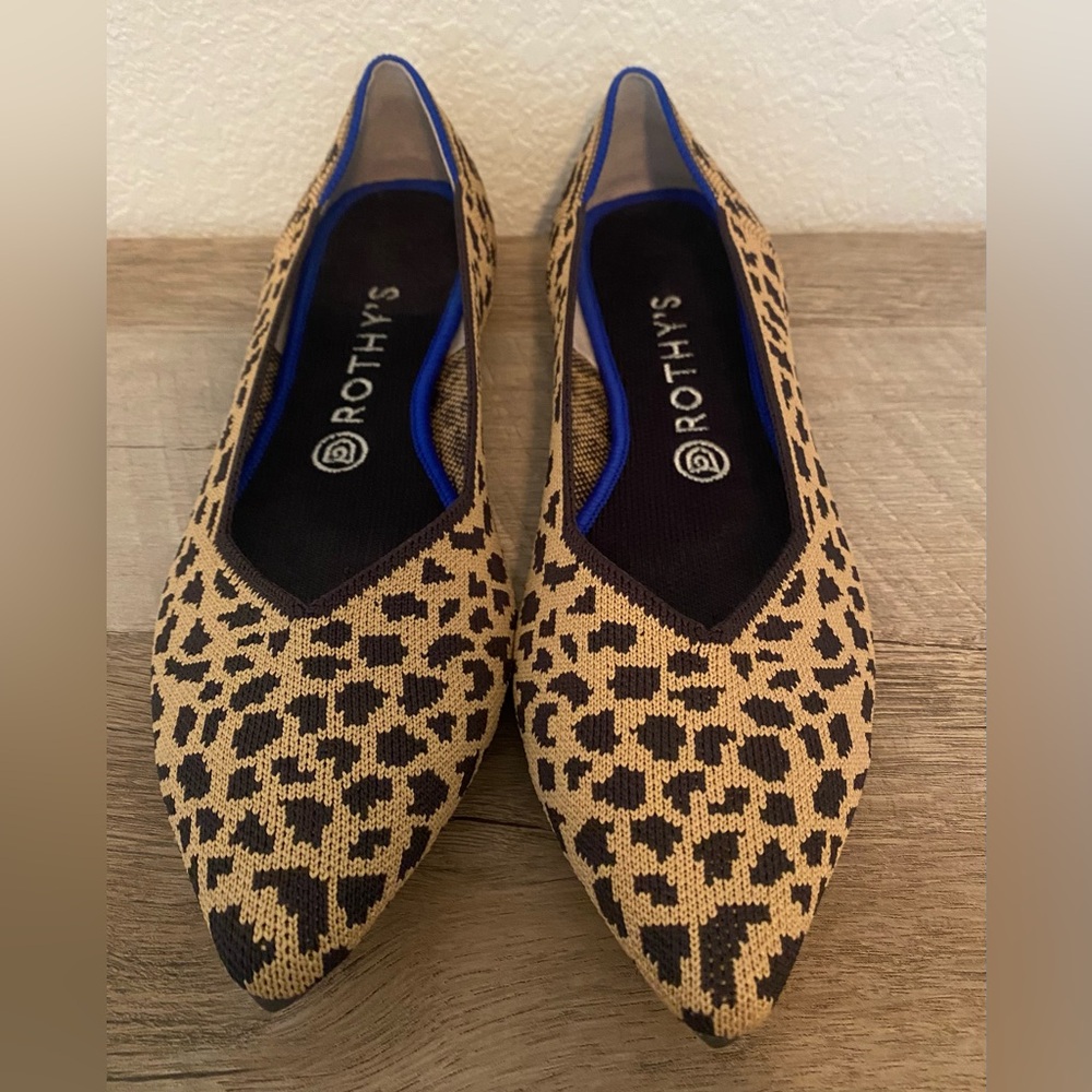 Rothy's The Point Leopard Print Flats Size 10 EUC